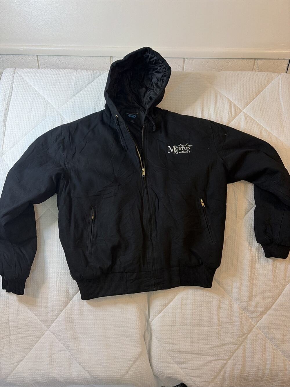 Tri-Mountain Workwear Canvas Duck Hooded Jacket Mens XL Black Morton Rentals